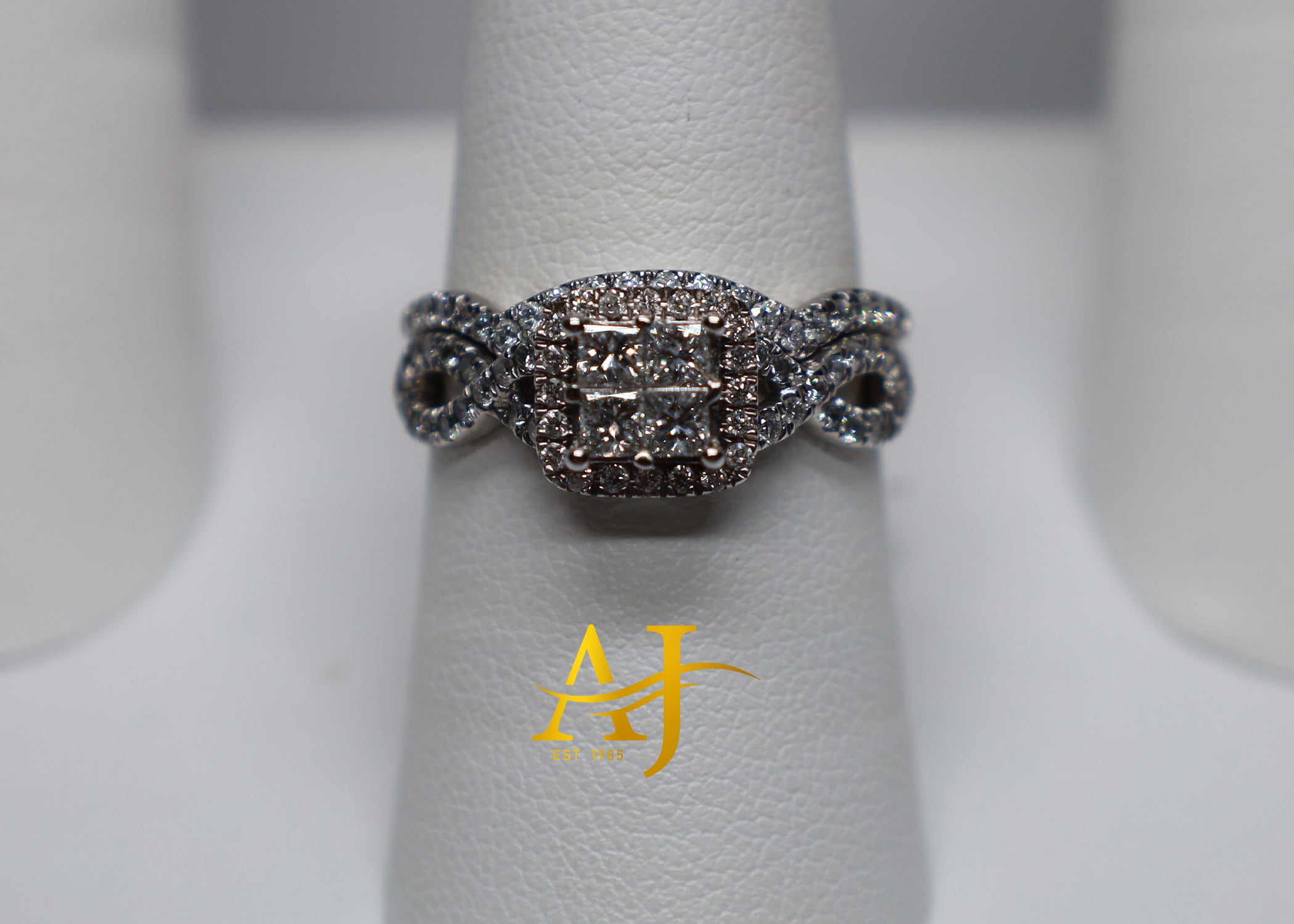 14K Infinity Princess Cut Halo Engagement Ring