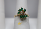 14K Emerald Diamond Womens Ring