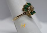 14K Emerald Diamond Womens Ring