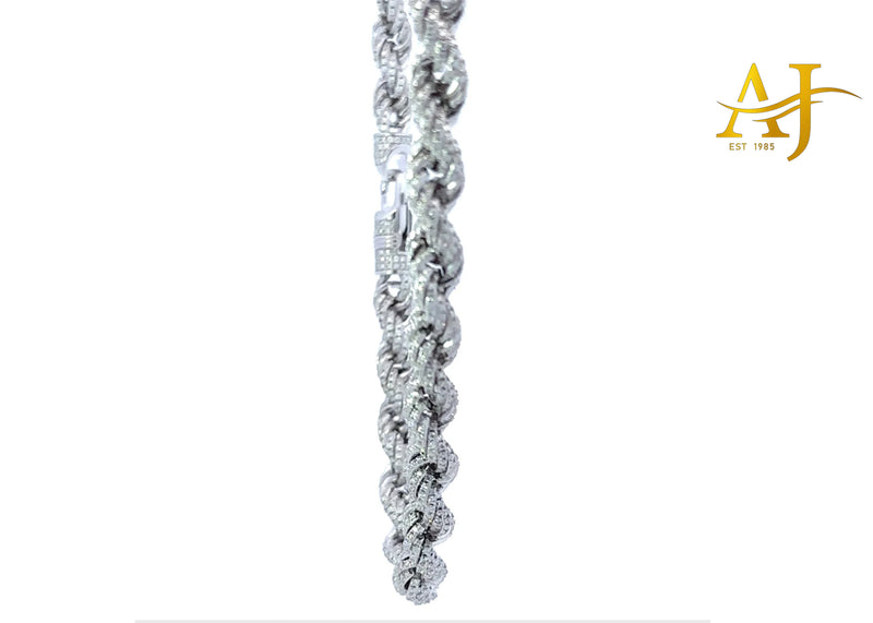 7 MM RHODIUM MOISSANITE ROPE CHAIN