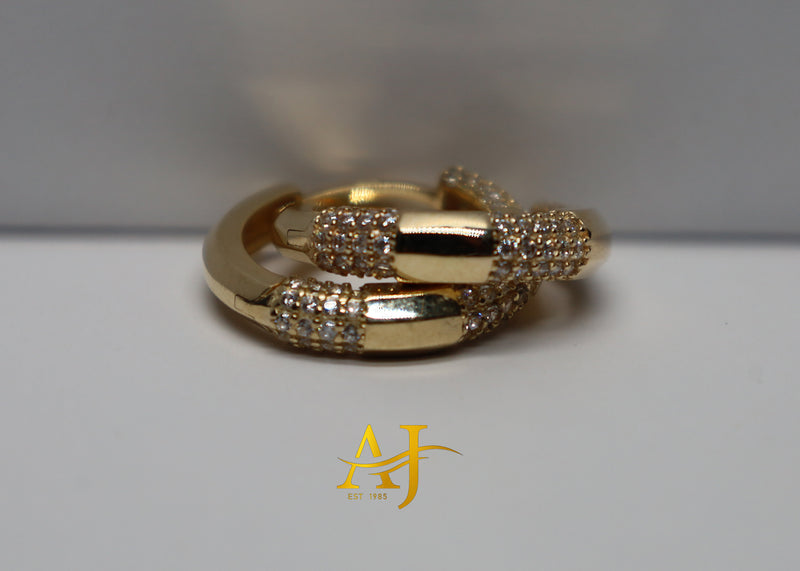 14KT Fancy CZ Hoop Earrings