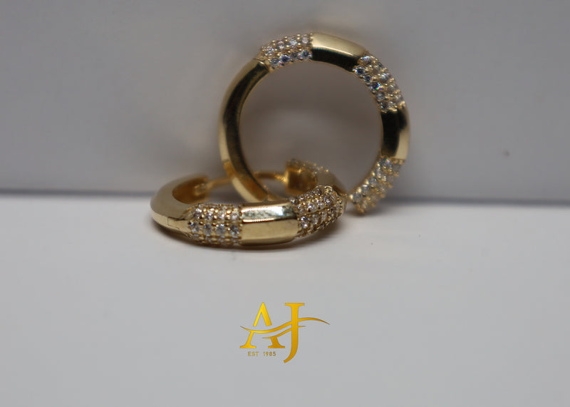 14KT Fancy CZ Hoop Earrings