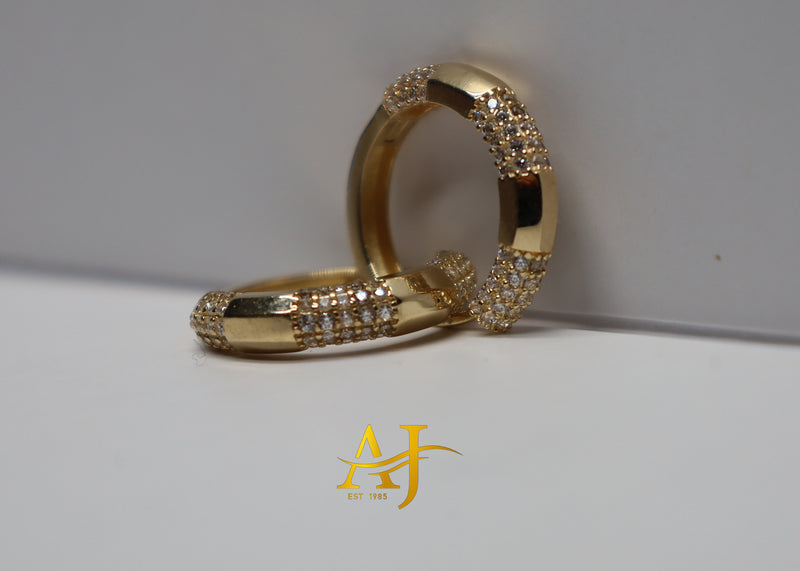 14KT Fancy CZ Hoop Earrings