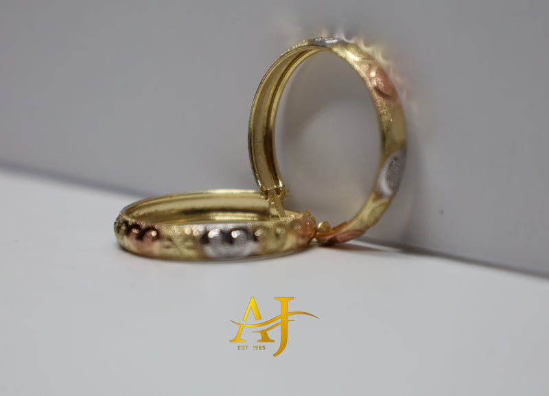 14KT Trio Gold Heart Earrings