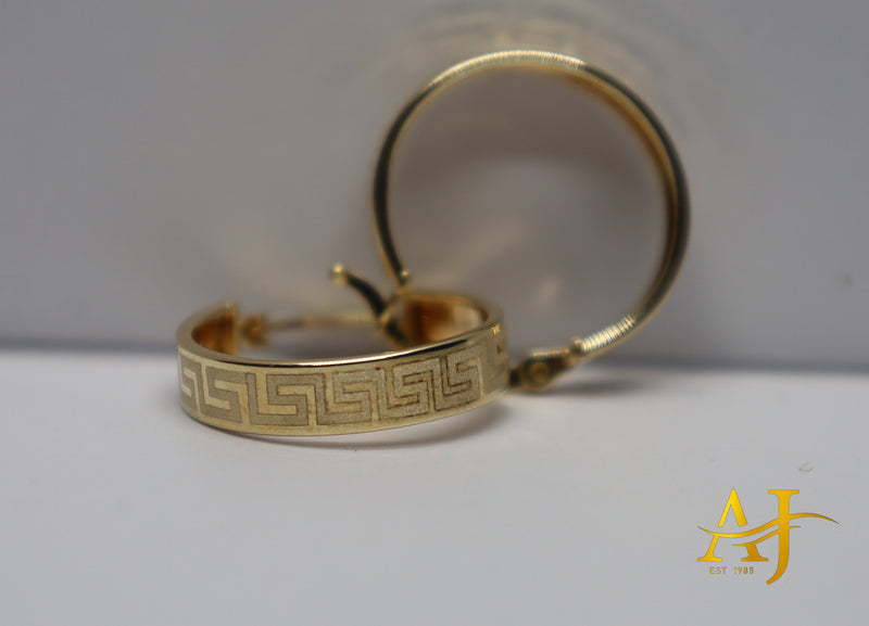 14KT Engraved Style Hoops