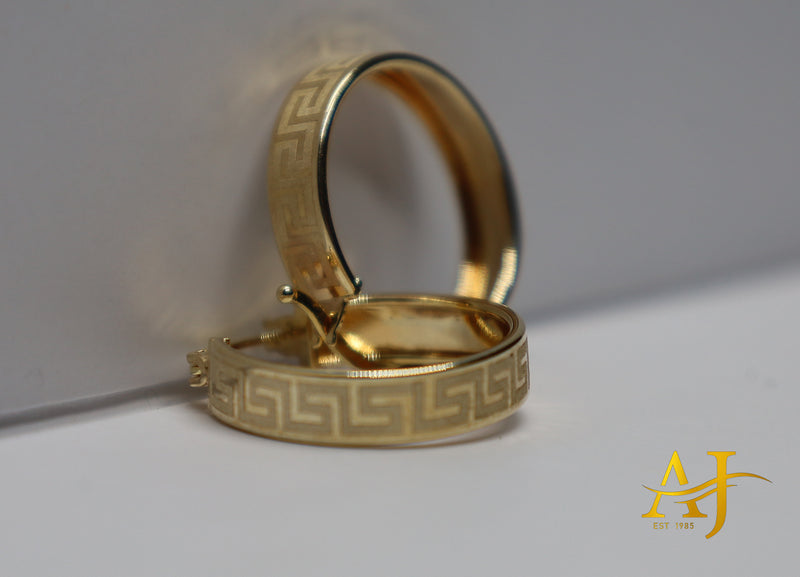 14KT Engraved Style Hoops