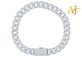 10MM RHODIUM MOISSANITE ICED OUT CUBAN BRACELET