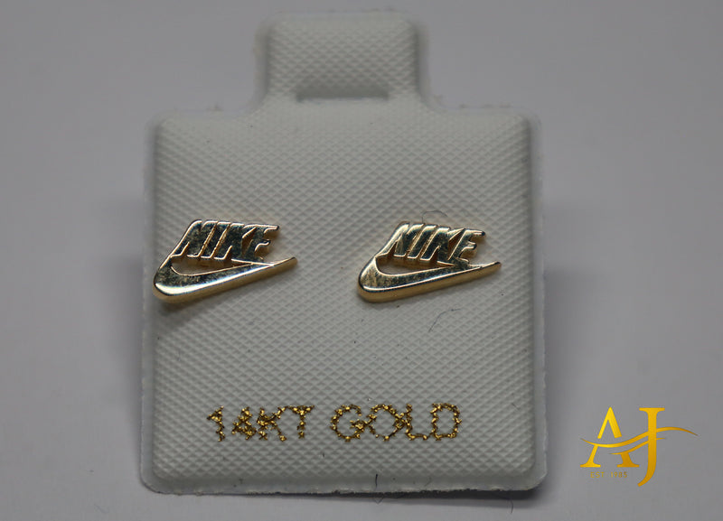 14K Nike Style Stud Earrings