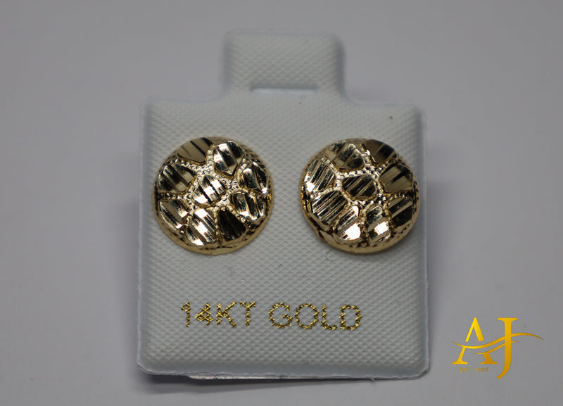 14K Round Gold Nugget Stud Earrings