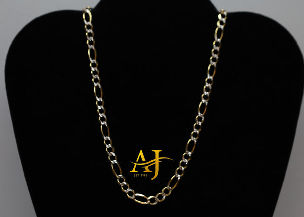 14KT 6MM Figaro Diamond Cut Chain