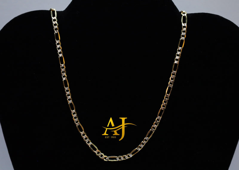 14K 6MM Hollow Figaro Diamond Cut Chain