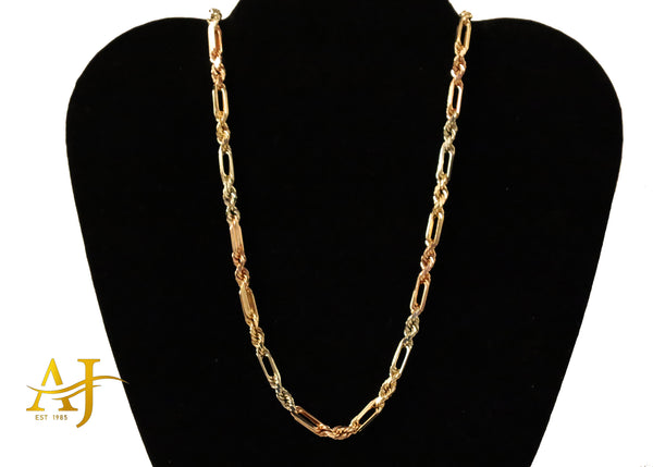 14K 4MM Milano 3 Tone Chain