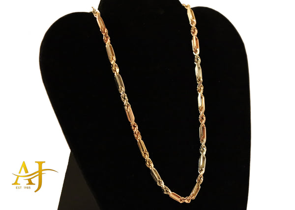 14K 4MM Milano 3 Tone Chain