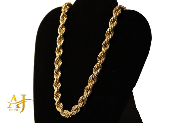 14K 10MM Hollow Rope Chain