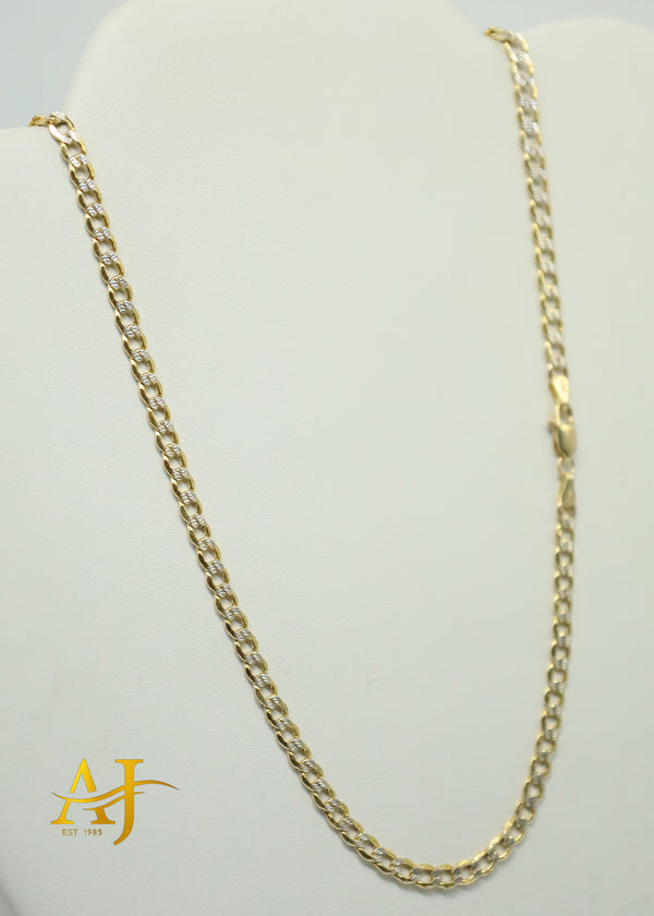 14K 4MM Semi-Hollow Diamond Cut Cuban Link