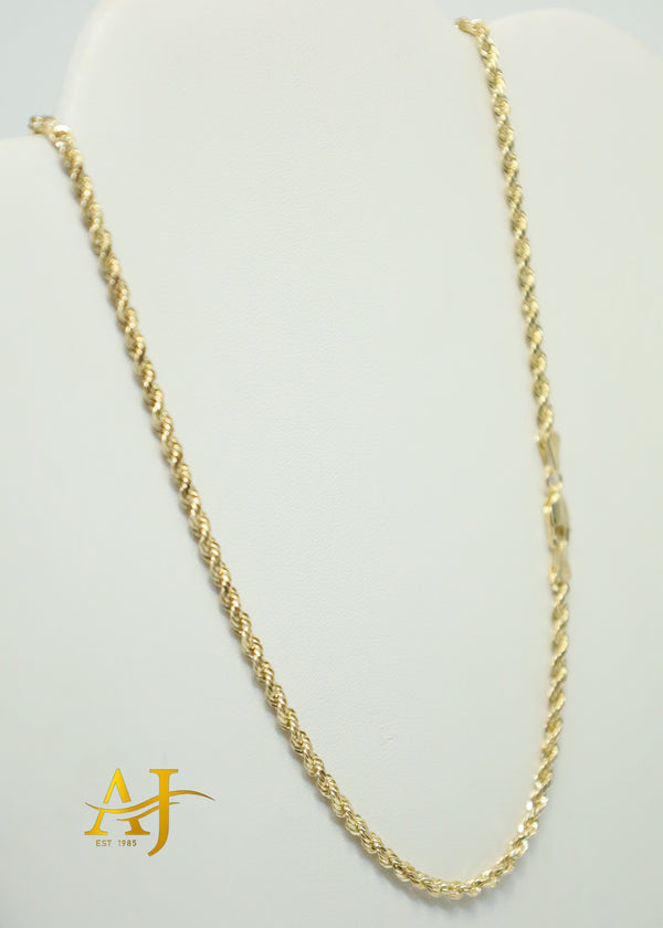 14K 4MM Semi-Hollow Rope Chain