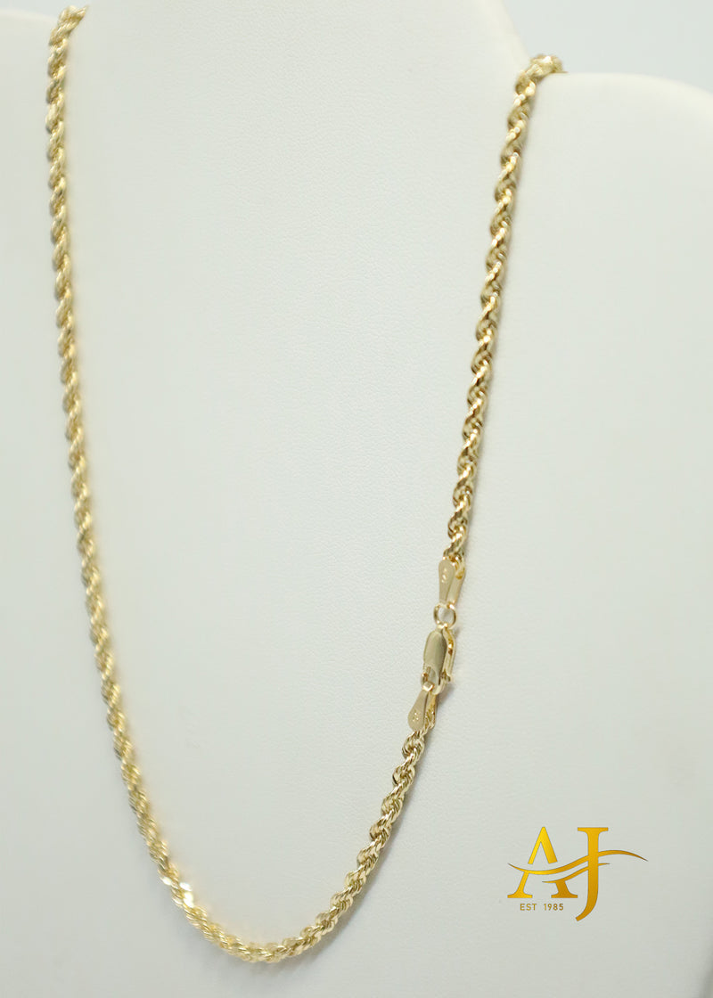 14K 4MM Semi-Hollow Rope Chain