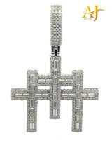 925 MOISSANITE RHODIUM ICED OUT 3 CROSS