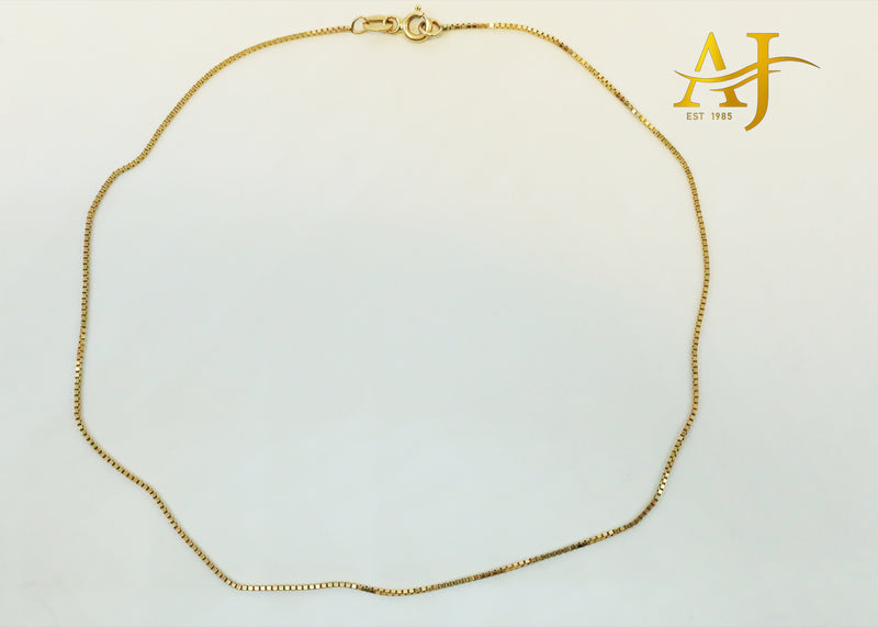 14K Box Link Anklet