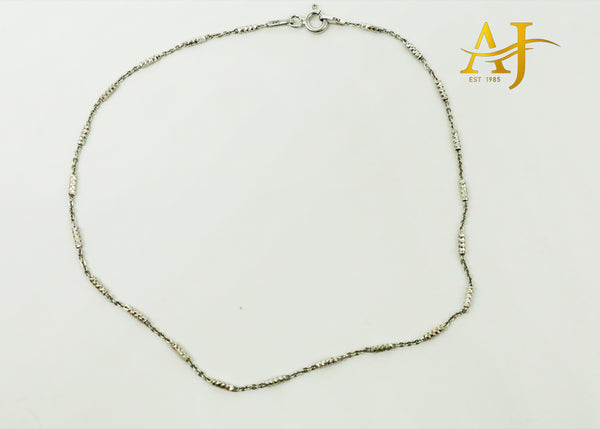 925 Fancy Diamond Cut Link Anklet