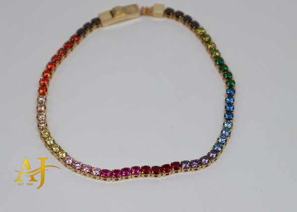 14K 3MM Rainbow CZ link