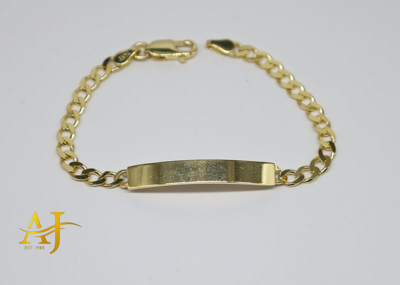 14K Semi-Hollow Cuban Baby ID Bracelet