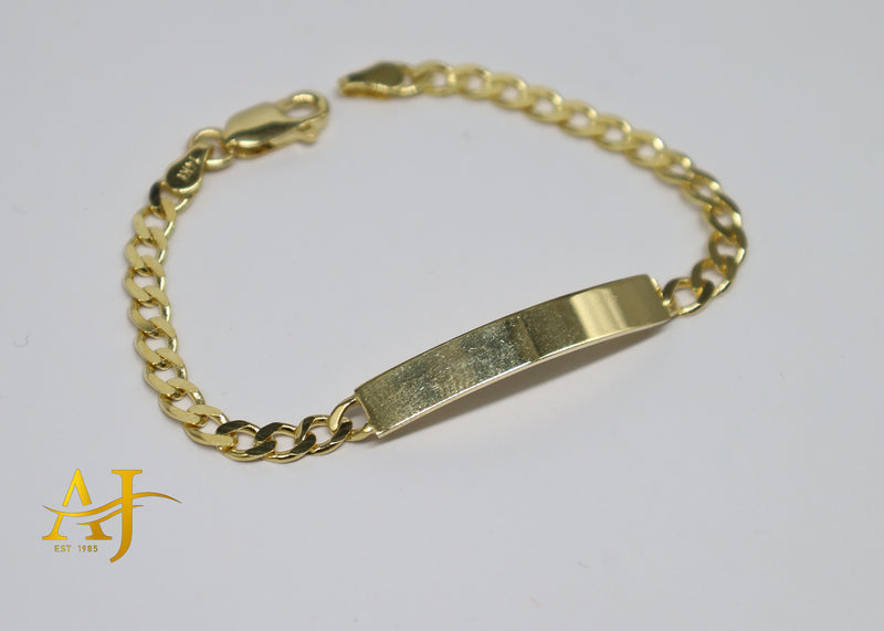 14K Semi-Hollow Cuban Baby ID Bracelet