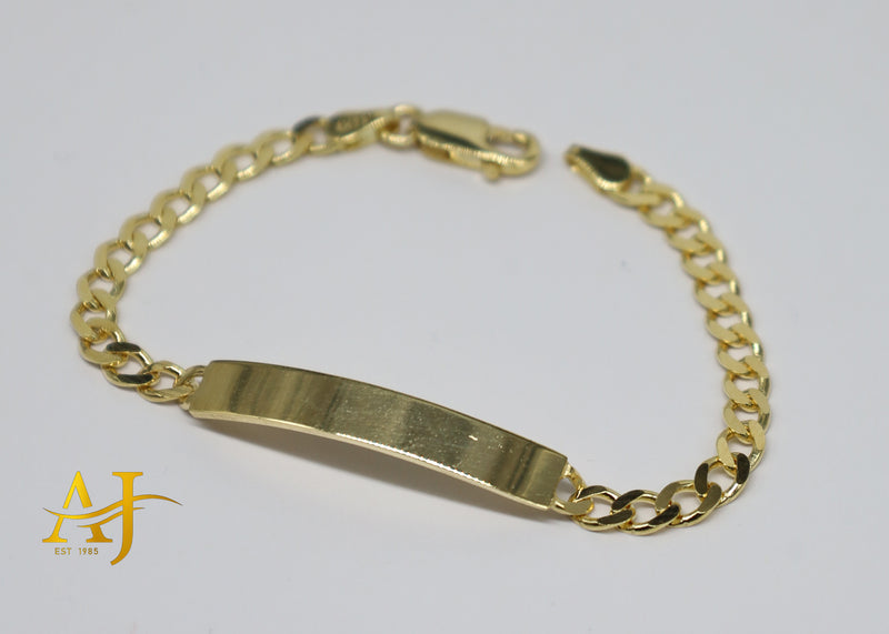 14K Semi-Hollow Cuban Baby ID Bracelet