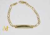 14KT 4MM Solid Figaro Baby ID Bracelet