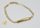 14KT 4MM Solid Figaro Baby ID Bracelet