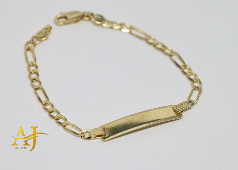 14KT 4MM Solid Figaro Baby ID Bracelet