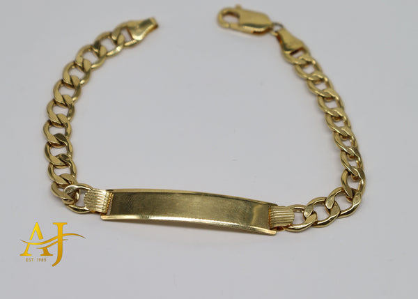 14K 6MM Semi-Hollow Cuban Link ID Bracelet