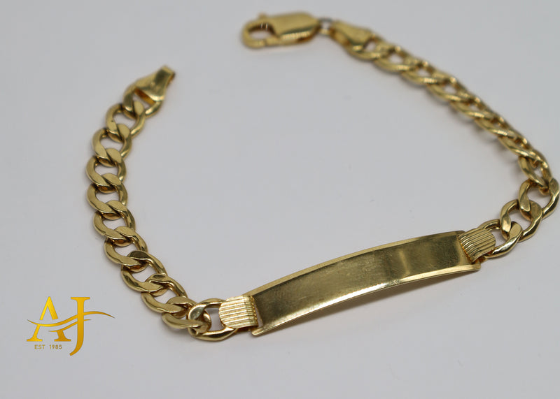 14K 6MM Semi-Hollow Cuban Link ID Bracelet