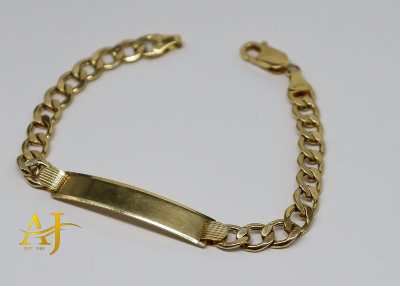 14K 6MM Semi-Hollow Cuban Link ID Bracelet