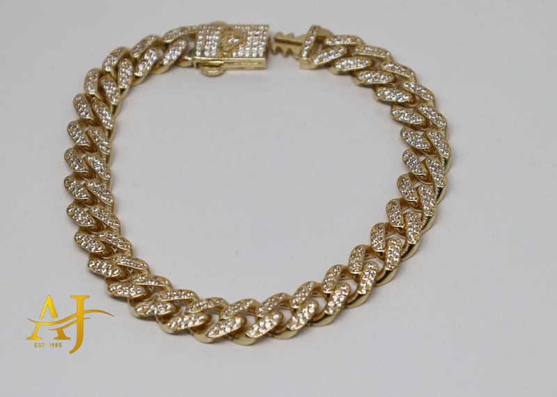 14K 8MM CZ Miami Cuban Link