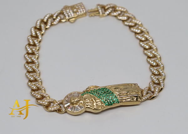 14K 6MM San Judas CZ Cuban Link Bracelet