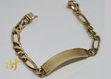 14KT Solid Figaro ID Bracelet