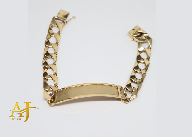 14K 12MM Solid Cuban Link ID Bracelet