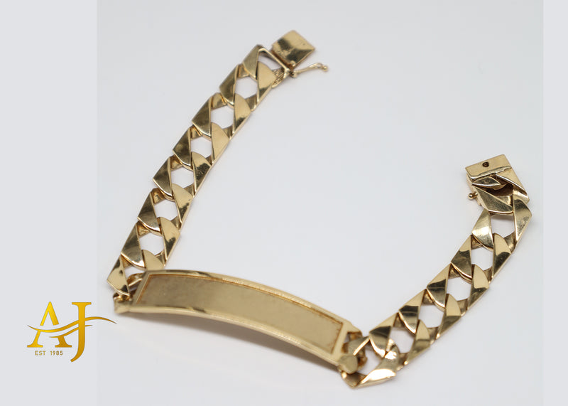 14K 12MM Solid Cuban Link ID Bracelet