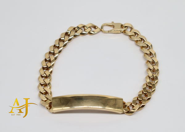 14K 8MM Cuban Link Semi-Hollow ID Bracelet