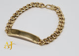 14K 8MM Cuban Link Semi-Hollow ID Bracelet