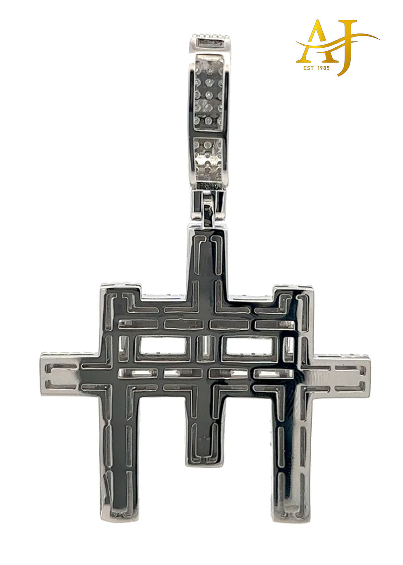 925 MOISSANITE RHODIUM ICED OUT 3 CROSS