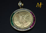 14K Centenario Mexico CZ Color Bezel