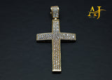 14K Solid Gold CZ Cross Pendant