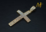 14K Solid Gold CZ Cross Pendant