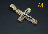 14KT 2 Tone Jesus CZ Cross