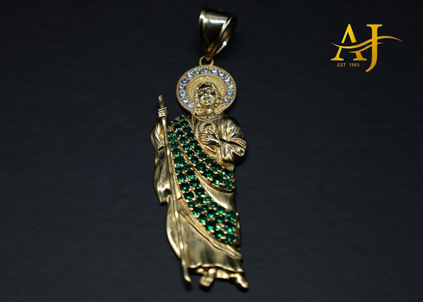 14KT Green CZ San Judas Pendant