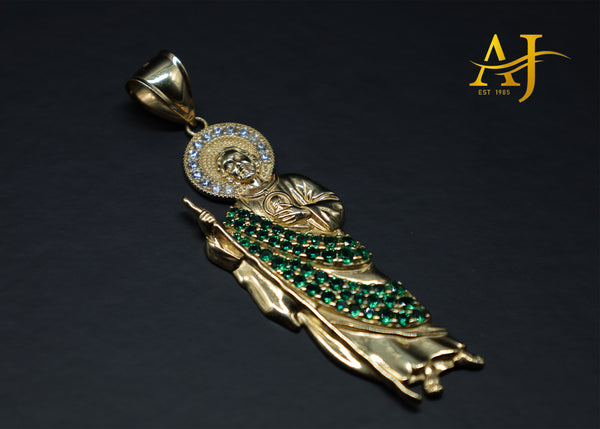 14KT Green CZ San Judas Pendant