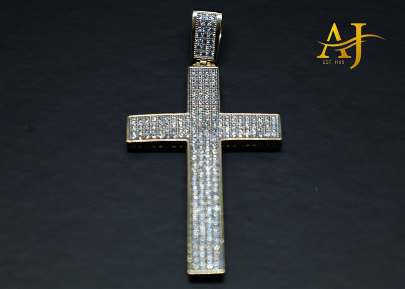 14K CZ Gold Cross Pendant