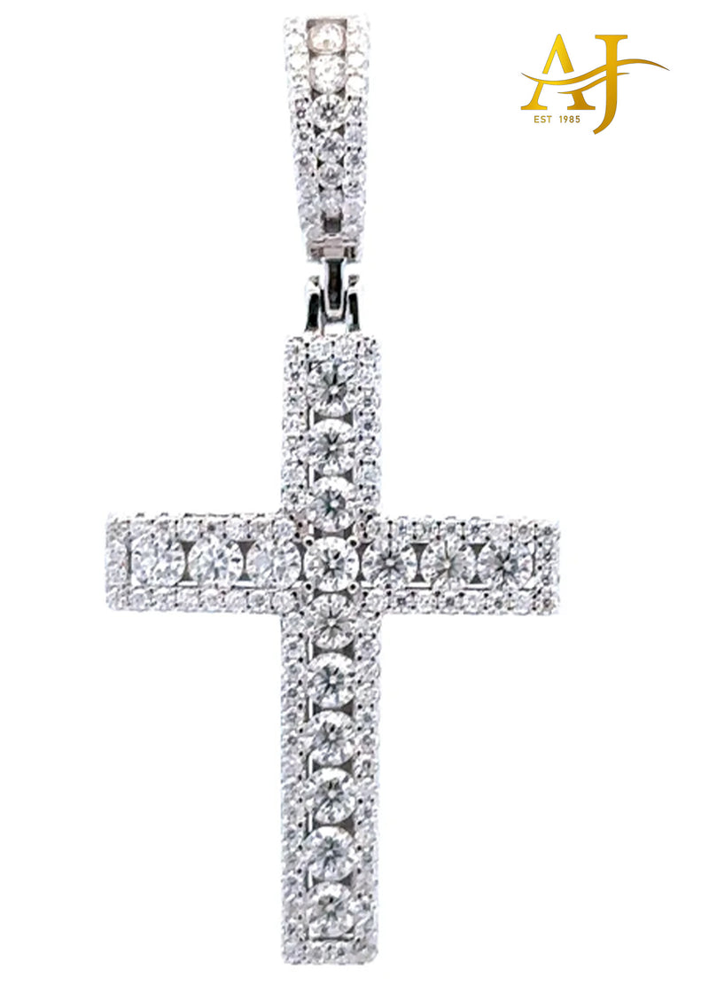 925 MOISSANITE RHODIUM ICED OUT CROSS